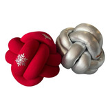 Pack 2 Cojin Nudo Bola Decorativo Navidad Diseño Copo Nieve