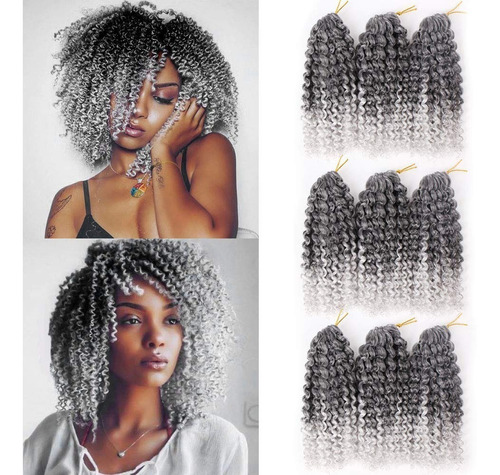 Marlibob Crochet Braids Hair Extensions 6 Packs Plata/negro