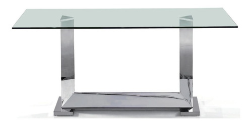 Mesa Vidrio Rectangular Base Acero Inoxidable Cuo Outlet