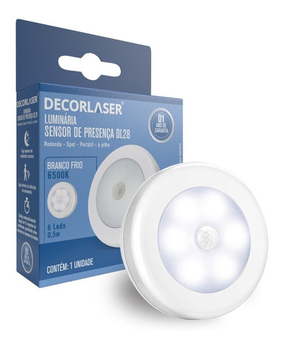Lâmpada Luminária De Emergência Led Sensor Presença +3pilhas