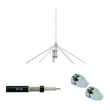 Kit Antena Base Vhf 1/4 De Onda Cabo 10 Metros 2 Conectores 