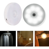 4x Luminária 8 Leds Recarregável Sensor Presença Imã Fixação Cor Branco Frio