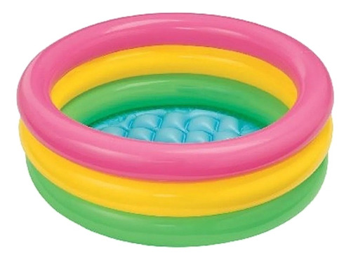 Alberca Inflable Redondo Intex Sunset Glow 57107 33l Rosa Y Amarilla Y Verde Caja