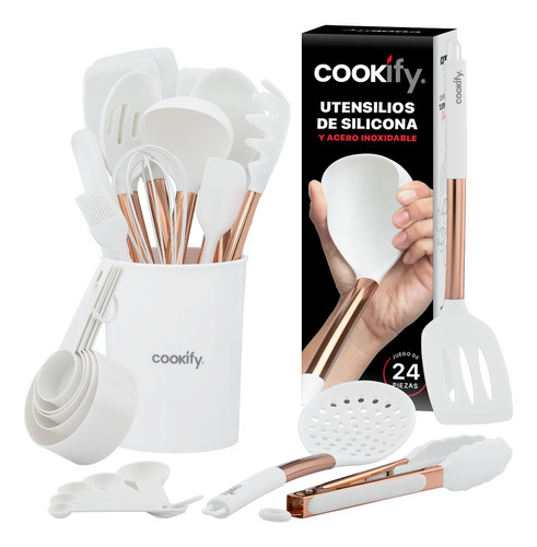 Set 24 Utensilios Cocina Silicona Y Acero Inox Cookify