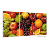 Quadros Decorativos Cozinha Frutas 120x60 3 Peças Em Tecido