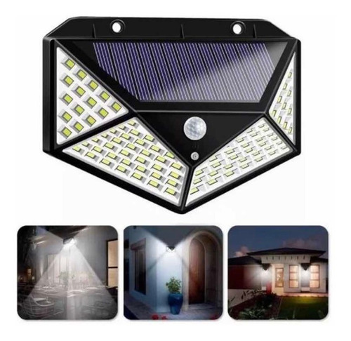 Lampara Solar 100 Led Exterior Sensor De Movimiento 1200lm