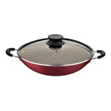 Wok Paris Revest. Antiad. C/ Tampa Vermelho 32cm- Tramontina