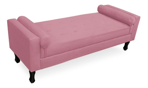 Recamier Calçadeira Baú Estofada Fênix 100 Suede Rosa Barbie