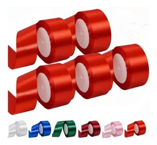 5 Rollos Satinado Decoracion Colores Listón 4cm 114 Metros