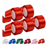 5 Rollos Satinado Decoracion Colores Listón 4cm 114 Metros