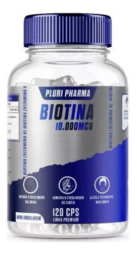 Biotina 10.000mcg 120 Tabs - Pluripharma