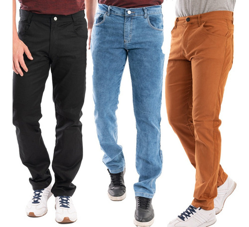 Kit 3 Calça Jeans Masculina Skinny Lycra Premium Slim Fit