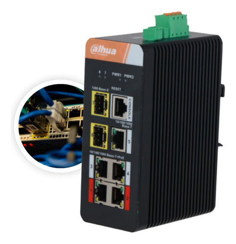 7 Port Switch 4 Poe Industrial Sin Fuente