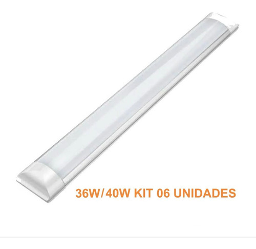 6x Luminária Sobrepor Led 40w 120cm Tubular Slim 6500k Cor Branco 110v/220v