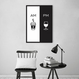 Quadro Cozinha Am Pm - Café E Vinho 86x60 Caixa Preto