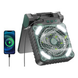 Ventilador De Camping Portátil Recargable Con Luz Led Solar