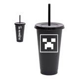 Vaso Con Popote 20 Pzs Personalizado Minecraft 16 Onz