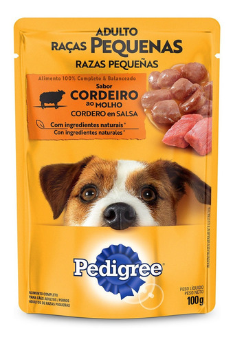 Alimento Pedigree Proteinas Ao Molho Razas Pequeñas Para Cão Adulto De Raça Pequena Sabor Cordeiro Em Saco De 100g