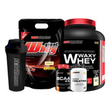 Combo 3x Whey Protein 2kg + Bcaa + Creatina + Coqueteleira