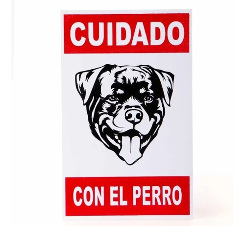 Cartel Cuidado Con El Perro Precaución Advertencia 20x12 Cm