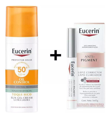 Eucerin Lapiz Anti Pigment + Eucerin Oil Control Dry Touch