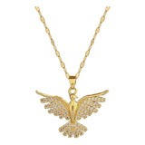 Colar Feminino Fenix Pingente Dourado Cravejado Zirconia