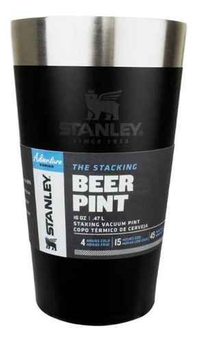 Copo De Cerveja Térmico Preto Fosco Em Inox Stanley De 473ml