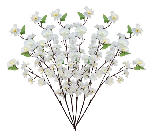 6 Pessegueiro Flor De Cerejeira Artificial Planta Decorativa