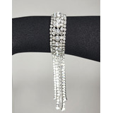 Pulseira Prateada Strass Com Franjas -splendore