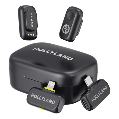 Micrófono inalámbrico Hollyland Lark A1 Combo mini para iPhone Android podcast y vlogs negro | Meses sin interés