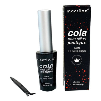 Cola De Cílios Postiços Macrilan Base D'água 7gr Cor Preta | Frete grátis
