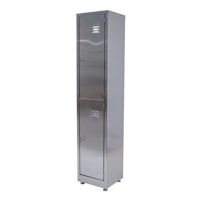 Locker De Acero Inox. De 2 Puertas Con Chapa Y 4 Entrepaños Color Acero Inox | MercadoLibre