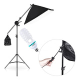 Kit Softbox 50x70cm Greika Com Lâmpada 150w + Tripé Girafa