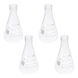 Frasco De Vidrio Borosilicato De 4 Piezas, Cuello Ancho, Cón