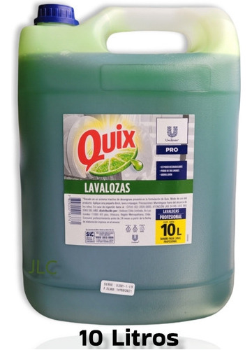 Quix 10 Lts Lavalozas Biodegradable Alto Poder Desengrasante