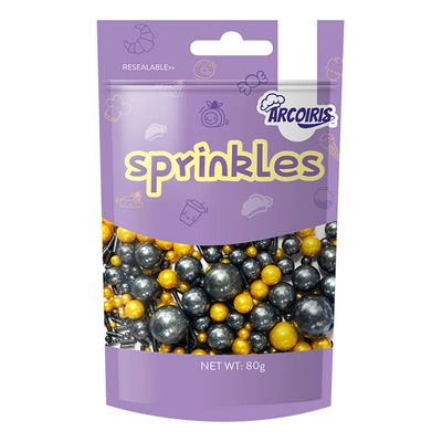 Sprinkles Perlas Doradas Y Negras 80g Halloween | MercadoLibre