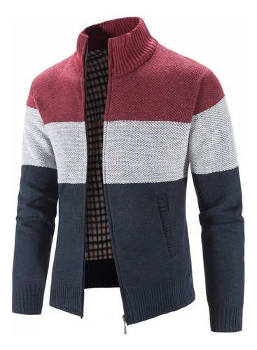 Roupas Masculinas Casuais Cardigan Suéter Zíper Gola Alta