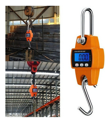 Báscula Digital Portátil Industrial De 300 Kg, Lcd, Color Naranja