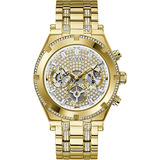 Guess Us Men's Gold-tone Rhinestone Multifunction Watch,