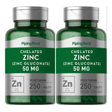 Piping Rock Zinc Gluconato De Zinc 50mg 250 Tabletas Acne Testosterona Vitaminas Minerales Prostata Promocion X2 Frascos