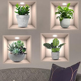 Imagitek Paquete De 4 Pegatinas De Pared De Plantas Verdes 3