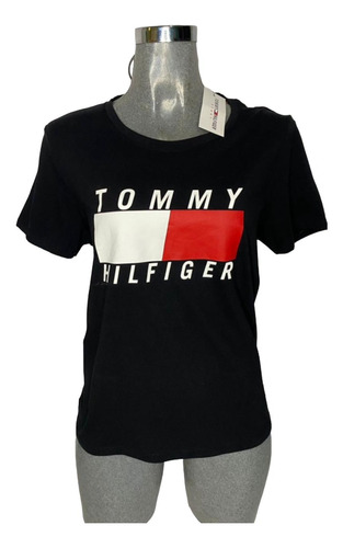 Playera Tommy Hilfiger Original De Dama Talla L Color Negro.