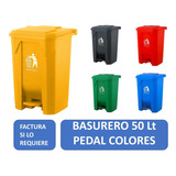 Basurero Contenedor De Basura 50 Litros Con Pedal - Colores Color Amarillo