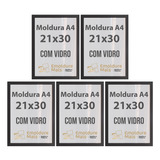 Kit 5 Molduras C/ Vidro A4 30x21cm Certificado Diploma Foto