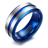 Anillo De Tungsteno,  Max Il Azul Plateado