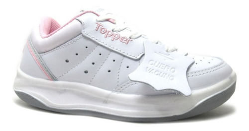 Zapatillas Topper X Forcer Kids Clásicas Cuero Flor Colegial