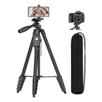 TONEOF 170cm Trípode para cámara con Bolsa de Viaje, tripie para Celular al Control Remoto, Soporte para cámara portátil, trípode de Aluminio Profesional con Soporte para teléfono y Tornillo de 1\u002F4“ | Meses sin interés