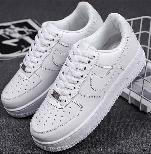 Tenis Air Force 1 07 Classico Couro Branco Moda Basquete