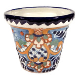 Maceta De Talavera Poblana Barroca 10 Cm Vaso Ajedrez #5