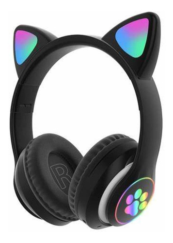 Auricular Bluetooth Para Nenas Orejitas Gatito Negro Premium